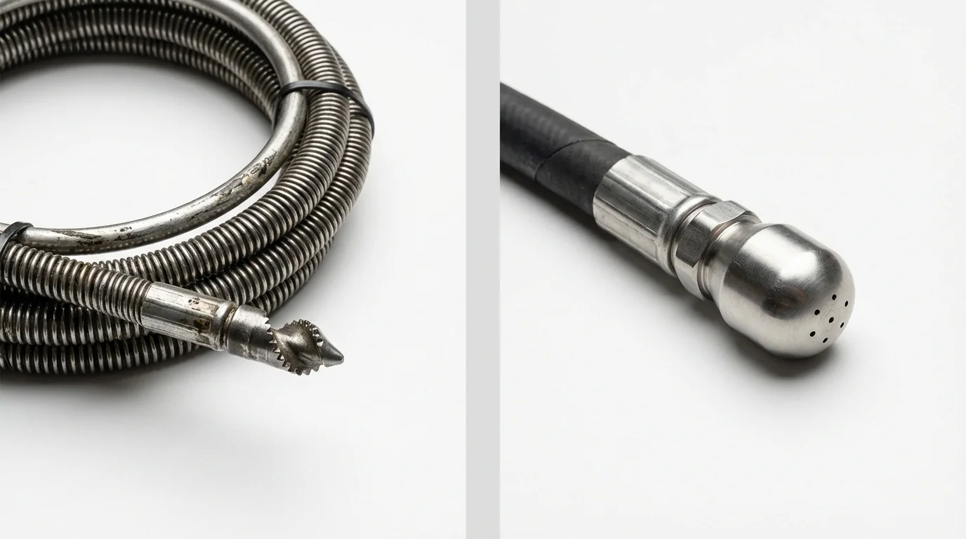 Drain snake cable and hydro jetting nozzle used for drain cleaning in White Salmon, WA