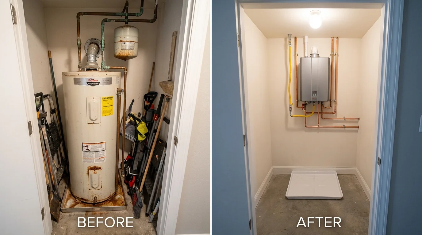 Tank water heater versus wall-mounted tankless unit comparison for White Salmon, WA homeowners